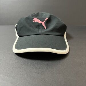 Puma Logo Moisture Wicking Running Hat Black White Pink OSFA Womens Fit Athletic